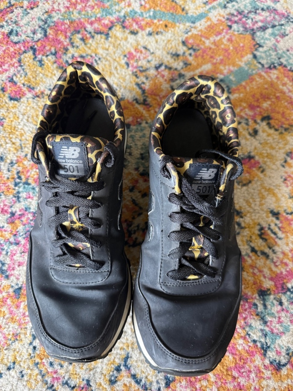 New Balance Black Sneakers with Leopard-Print Lining